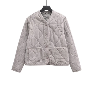Giacca Trapuntata Donna Motivo Cipolla Girocollo Manica Lunga Cappotto Imbottito Cotone Casual Leggero Con Tasche