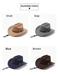 Western-Cowboyhüte in Khaki, Grau, Blau und Kaffee mit winddichten Seilen.