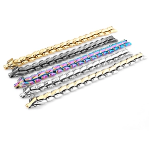 Punk style stainless steel dragon bone chain bracelets in five various metallic colors