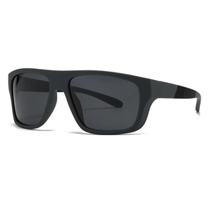 Men's classic polarized sunglasses with matte black frame and dark grey lenses for driving