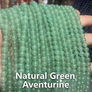 Natural Green Aventurine beads for DIY jewelry making with smooth round stones
