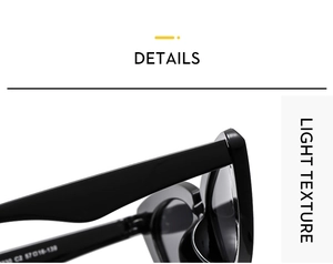 Close-up of cat-eye sunglasses temple showing size 57-16-139 and hinge craftsmanship