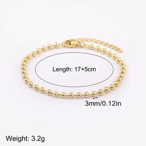 18k gold plated bead bracelet with 17cm length and adjustable 5cm extension chain
