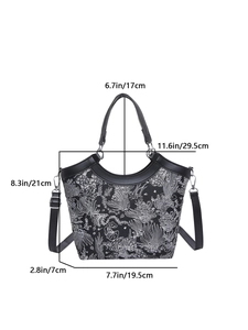 New Chinese style bucket bag with floral embroidery and dual-use shoulder strap