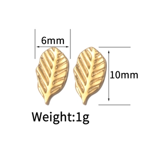 Detailed macro view of gold-finished leaf earrings with realistic vein texture