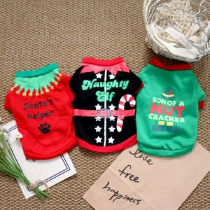 Christmas pet dog T-shirt set with Santa's helper and Naughty Elf festive prints