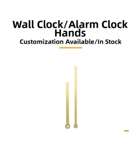 Detailed view of matte gold quartz clock replacement hands with circular mounting holes