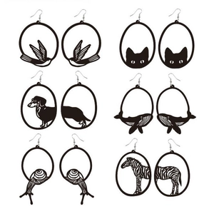 Ohrringe Acryl Tier Silhouette Einzigartig Schwarz Katze Hund Zebra Wal Schnecke Unregelmäßiger Schmuck Für Frauen