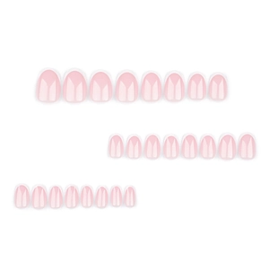 Classic French nude pink almond press-on nails set with white tips 24pcs pack