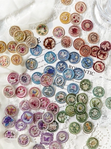 Detailed relief wax seal stickers with floral and animal patterns for DIY craft journals