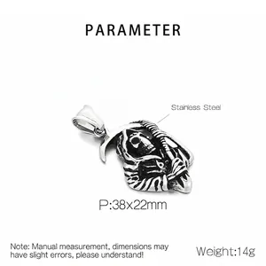 Détails du pendentif faucheuse en acier inoxydable 38x22mm avec spécifications