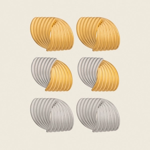 Edelstahl Gestreifte Creolen Ohrstecker Für Damen 18K Gold Vakuumbeschichtet Hypoallergen Wasserdicht Geometrischer Ohrschmuck