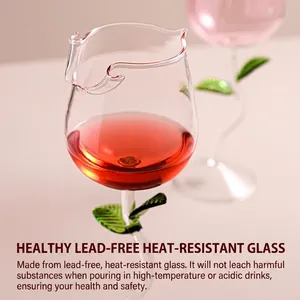 Creative rose flower wine glass made of lead-free heat-resistant glass with vine stem