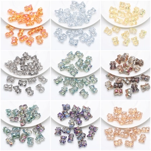 Colorful 12x14mm bear-shaped crystal glass pendants for DIY jewelry and crafts