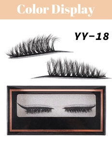 Detail of YY-18 thick black false eyelashes with silver glitter band and rose gold box