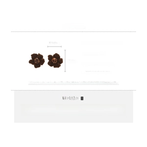 Detail view of fabric flower earrings with leopard print and S925 silver needle studs