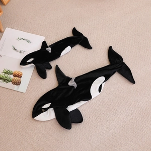 Realistic Orca Killer Whale Plush Toy Shell Unstuffed Animal Long Pillow Cover Soft Fabric Home Decor Comfortable Mate