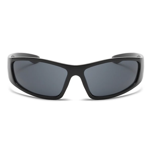 Chic black star cutout wrap sunglasses with dark polarized lenses for sports and cycling