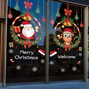 Christmas window static stickers with Santa, reindeer and Merry Christmas festive design