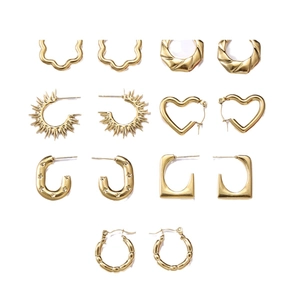 Minimalist 18K gold plated titanium heart and cloud earrings set in multiple styles