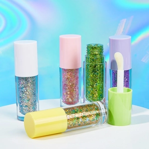 Glitter gel set for face and body showing colorful star and round sequins in bottles