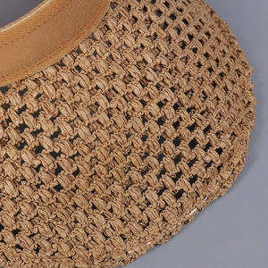 Close-up of the intricate hand-woven straw texture and craftsmanship on a sun hat