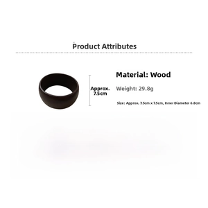 Irregular dark brown wooden bangle details showing 7.5cm outer diameter and 29.8g weight
