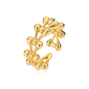 Minimalist 18K gold plated copper open ring featuring an irregular botanical leaf design