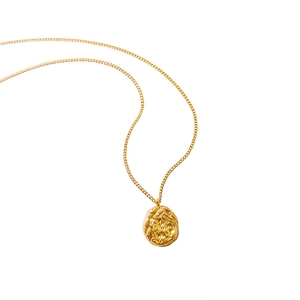 Irregular textured gold walnut shell pendant necklace in 18K gold plated stainless steel