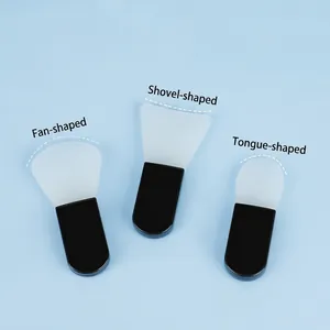3-piece portable silicone face mask brush set with fan, flat, and round heads