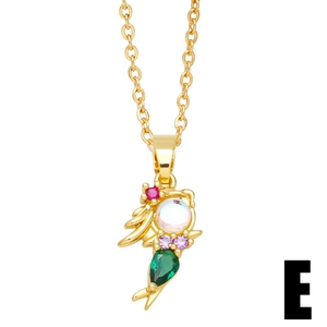 Exquisite mermaid tail pendant necklace with colorful zircon gemstones in gold finish