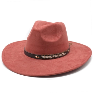 Breitkrempiger Fedora Hut Wildlederoptik Western Cowboy Stil Mit Geflochtenem Lederband Und Metallnieten Für Damen Herren