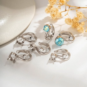 Componenti Per Orecchini A Clip In Rame Minimalisti Zirconia Base Per Clip Per Orecchie Elegante DIY