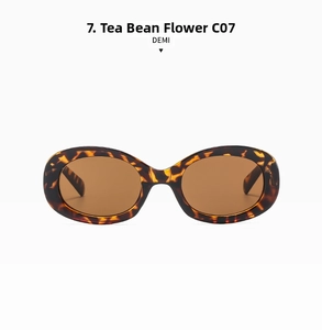 Detailed front view of retro oval tortoiseshell sunglasses with dark brown lenses and C07 finish