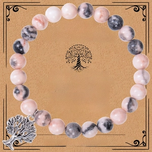 Natural Stone Tree Of Life Beaded Bracelets Handmade Alloy Pendant For Grandma Nana Women And Gift Card