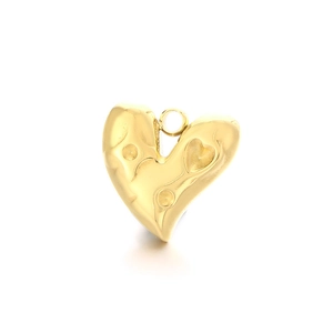 Ciondolo a cuore 3D in acciaio inossidabile dorato con superficie strutturata per fai da te