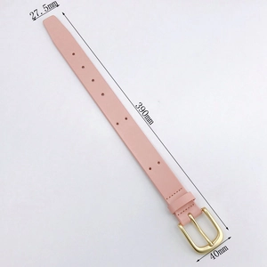 Pink genuine leather DIY phone strap with gold buckle and size markings for accessories