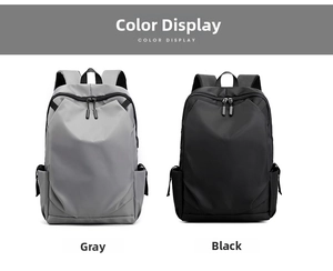 Minimalist Oxford fabric backpacks in gray and black colors for school and business use
