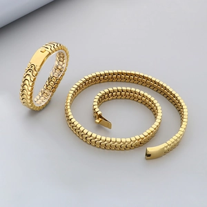 Men's Hip Hop Stainless Steel Jewelry Set Dragon Bone Chain Necklace And Bracelet Set Polished Chunky Jewelry For Men