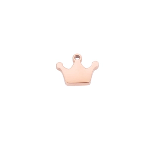 Polished rose gold stainless steel crown pendant accessory for DIY jewelry designs