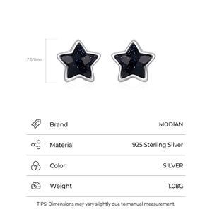 S925 Sterling Silver Star Earrings with sparkling blue sandstone in a minimalist style