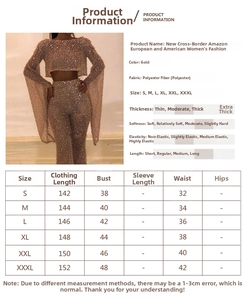Detailed size chart for the backless long sleeve jumpsuit with length and waist measurements