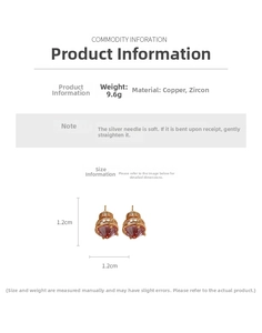 Detail showing 1.2cm vintage 18k gold-plated earrings with purple zircon stones