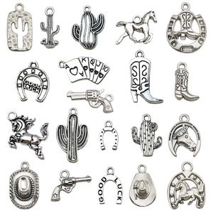 Western cowboy stijl zinklegering hangers met cactus paard en hoed in zilveren finish