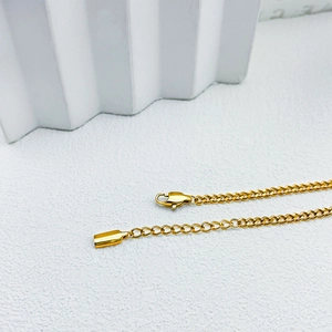 Golden Cuban link anklet with adjustable lobster clasp closure and extension chain