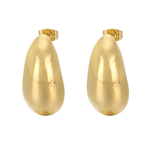 Minimalist gold teardrop stud earrings in polished stainless steel for a luxury look