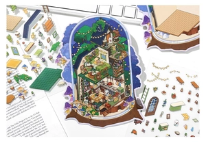 Detailed 2.5D treehouse miniature stickers with furniture motifs for DIY scrapbooking