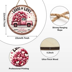 Detail showing 0.2 inch thickness and 22cm diameter of the Valentine's wooden sign