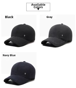 Winter baseball cap details in black, grey and navy with warm fleece lining and side logo