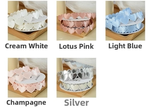 Selection of heart-shaped decorative ribbons in cream, pink, blue, champagne and silver